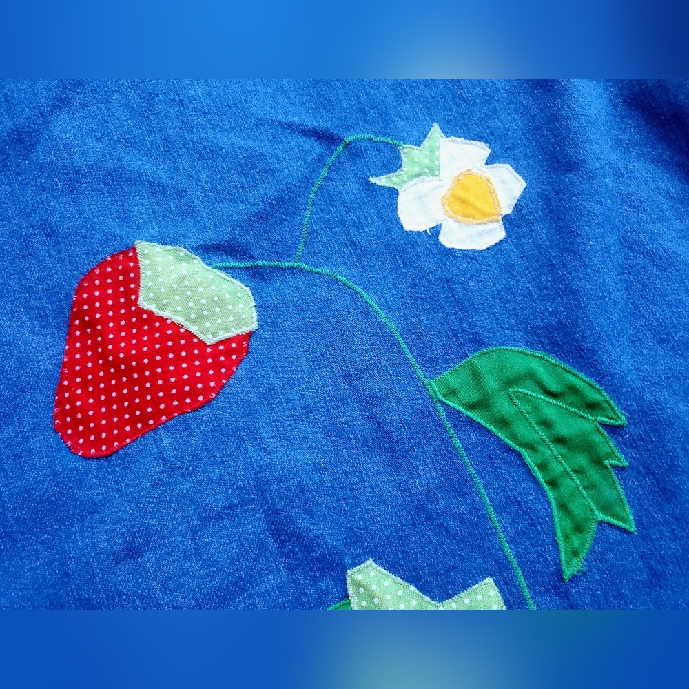 sweet berry patch • vintage handmade denim wrap around skirt - Picture 7 of 8